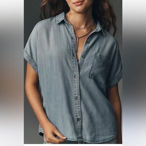 Cloth and Stone Anthropologie Breezy button down denim blouse shirt XL